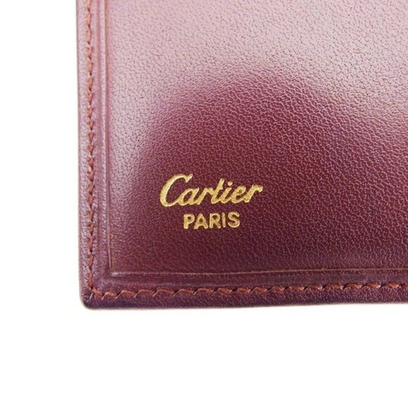 Cartier Purse Wallet Mastline Bordeaux Leather Authentic Used - Picture 11 of 11